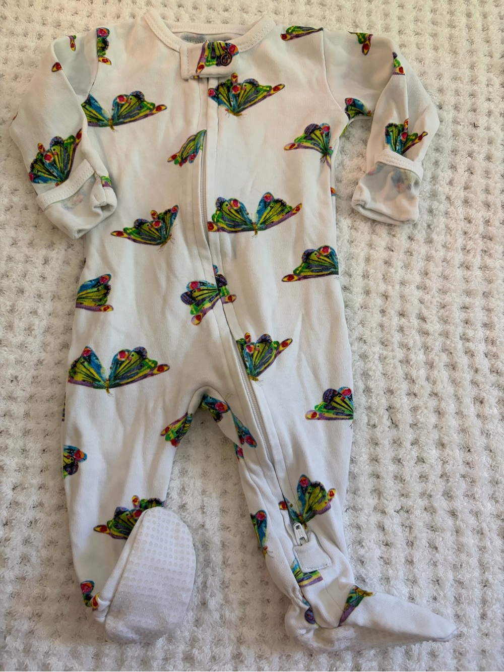 L'ovedbaby White Footed One-Piece with Eric Carl Colorful Butterfly Print